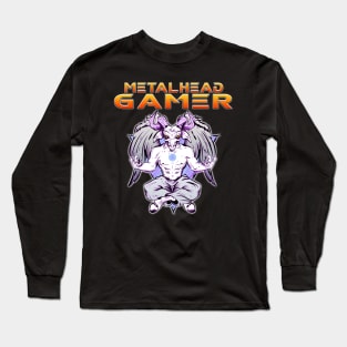 Metalhead Gamer Baphomet Meditate Orange Long Sleeve T-Shirt